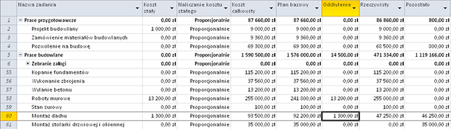 Szkolenia MS Project 2019 - analiza kosztów projektu
