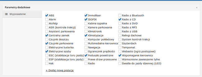 Strona internetowa wypożyczalni samochodów CarRent - admin panel