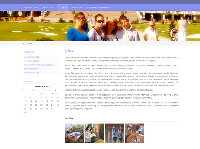 strona internetowa Domu Dziecka w Lisowie - wykonana przez szkoleniami.pl