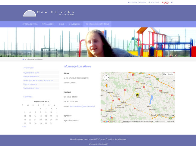 strona internetowa Domu Dziecka w Lisowie - wykonana przez szkoleniami.pl