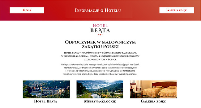 Zmiany na stronie www Hotelu BEATA***