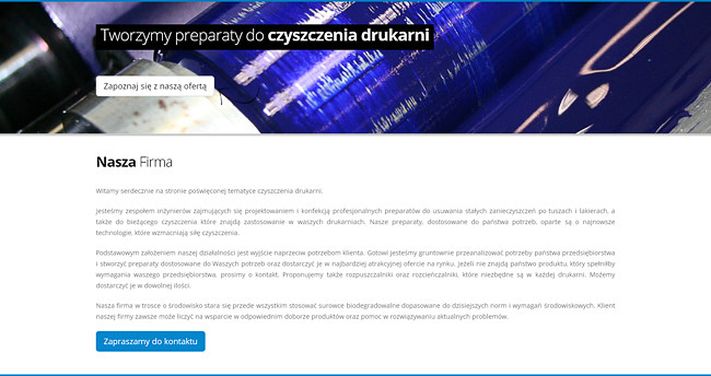 Strona produktowa 'Preparaty do czyszczenia drukarni' dla WOODCHEM - wykonanie: szkoleniami.pl
