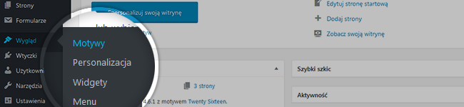 WordPress menu:Wygląd-Motywy - Szkolenie Wrocław 2016