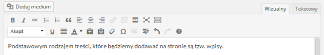 WordPress - standardowy edytor wizualny